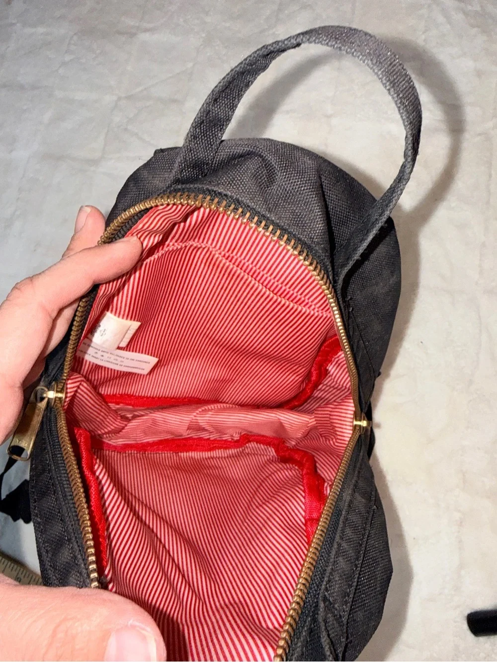 Hershel Black Mini Backpack with Cassic Striped lining